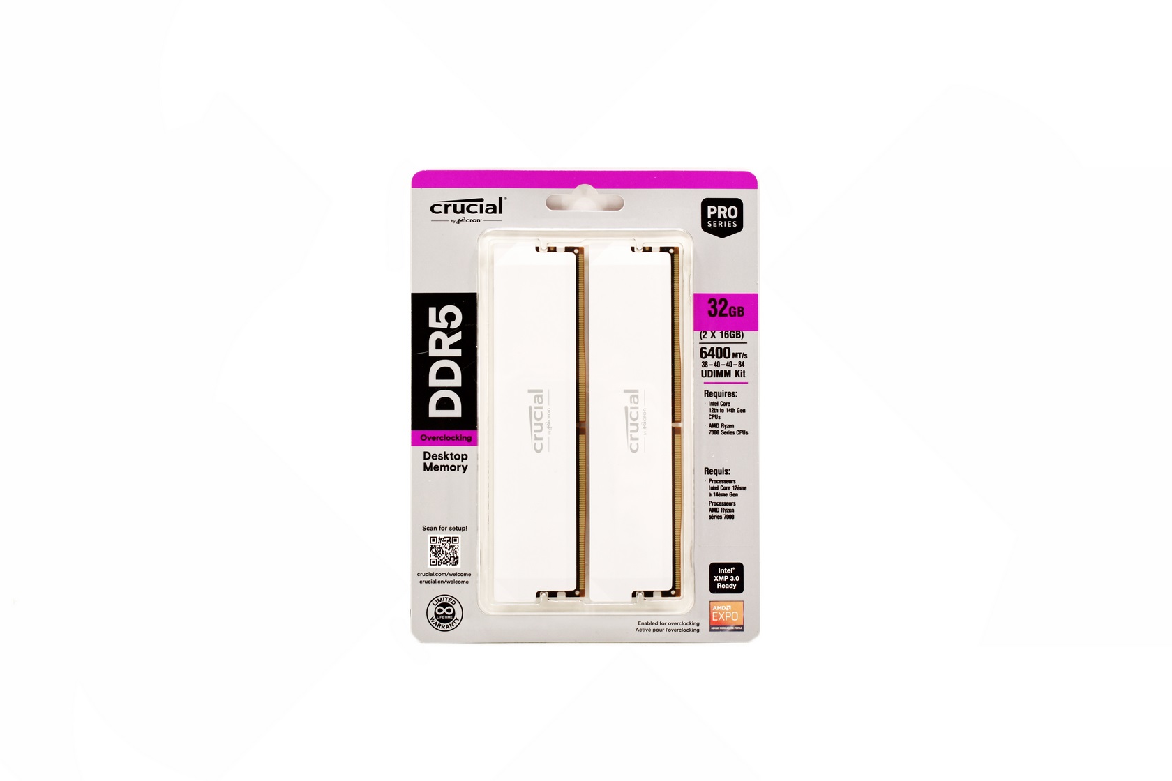 Crucial DDR5 Pro Overclocking 32GB 6400MHz CL38 Dual-Channel Kit