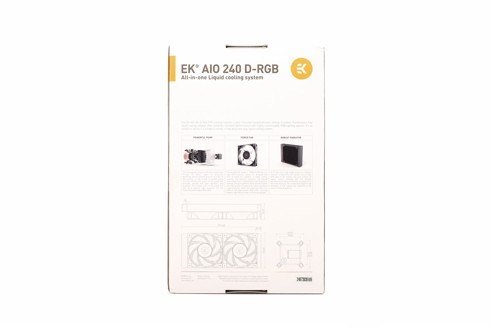 Used - Very Good: EK 240mm AIO D-RGB All-in-One Liquid CPU Cooler