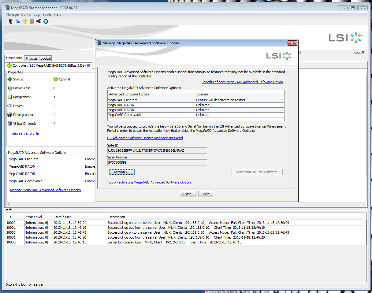 lsi megaraid storage manager default login