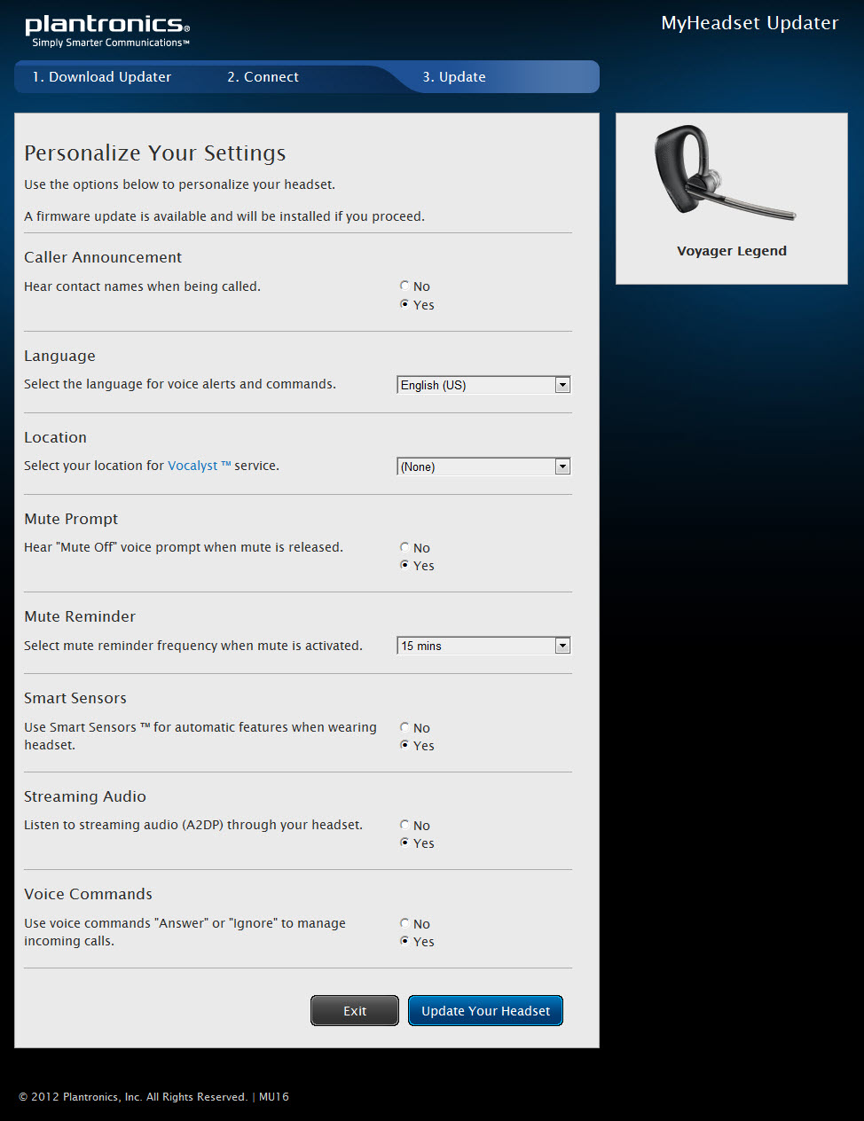 plantronics voyager legend bluetooth headset software update