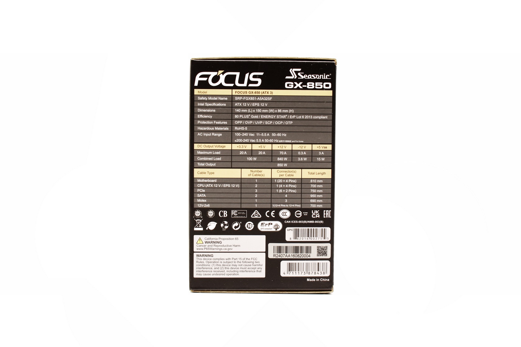 Seasonic FOCUS GX-850 V4 ATX 3.1 Power Supply Unit Review
