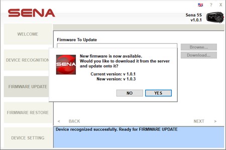 sena 5s firmware update 1t