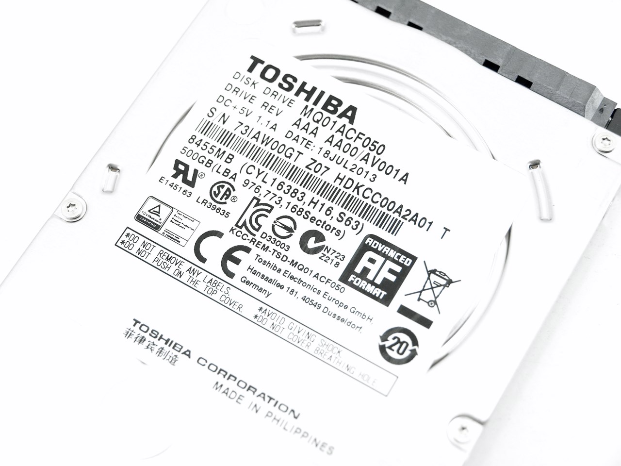 Toshiba MQ01ACF050 - Disque dur - 500 Go - interne - 2.5 - SATA 6Gb/s -  7278 tours/min - mémoire tampon : 16 Mo - pour Intel Next Unit of Computing  12 Pro Kit - NUC12WSHi3, 12 Pro Kit 